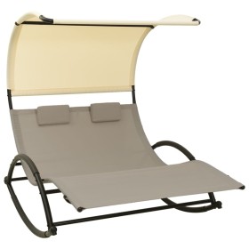 Double lounger with textilene awning in taupe gray and cream by vidaXL, Loungers - Ref: Foro24-310549, Price: 193,99 €, Disco...