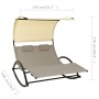 Double lounger with textilene awning in taupe gray and cream by vidaXL, Loungers - Ref: Foro24-310549, Price: 209,31 €, Disco...