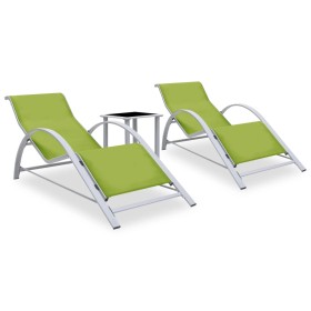 Sun loungers with table 2 units green aluminum by vidaXL, Loungers - Ref: Foro24-310540, Price: 145,99 €, Discount: %