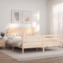 Double bed frame with solid wood headboard by vidaXL, Beds and slatted bases - Ref: Foro24-3195301, Price: 154,63 €, Discount: %