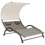 Double sun lounger with taupe textilene awning by vidaXL, Loungers - Ref: Foro24-310545, Price: 250,39 €, Discount: %