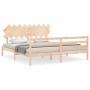 Double bed frame with solid wood headboard by vidaXL, Beds and slatted bases - Ref: Foro24-3195301, Price: 154,63 €, Discount: %