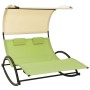 Double sun lounger with green and cream textilene awning by vidaXL, Loungers - Ref: Foro24-310550, Price: 209,31 €, Discount: %