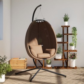 Hanging egg chair with fabric and steel taupe gray support by , Garden rockers - Ref: Foro24-4007400, Price: 198,99 €, Discou...