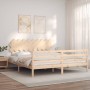 Double bed frame with solid wood headboard by vidaXL, Beds and slatted bases - Ref: Foro24-3195301, Price: 154,63 €, Discount: %