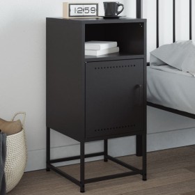 Black steel bedside table 36x39x78 cm by , Nightstands - Ref: Foro24-846566, Price: 67,88 €, Discount: %