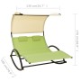 Double sun lounger with green and cream textilene awning by vidaXL, Loungers - Ref: Foro24-310550, Price: 209,31 €, Discount: %