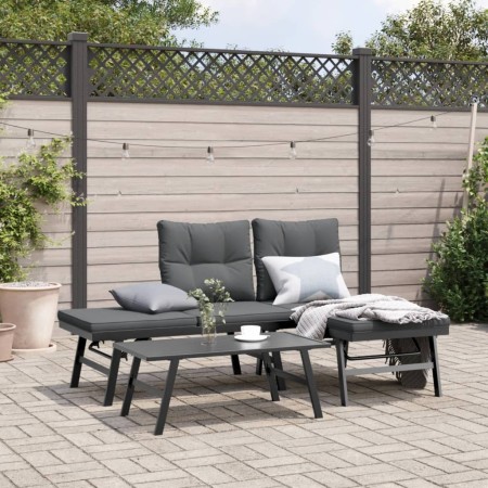 Garden bench cushions 2 pieces steel powder-coated black by , garden benches - Ref: Foro24-4008104, Price: 214,99 €, Discount: %