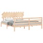 Double bed frame with solid wood headboard by vidaXL, Beds and slatted bases - Ref: Foro24-3195301, Price: 154,63 €, Discount: %