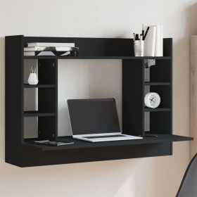 Escritorio de pared madera de ingeniería negro 105x48x75 cm de , Escritorios - Ref: Foro24-847969, Precio: 71,99 €, Descuento: %