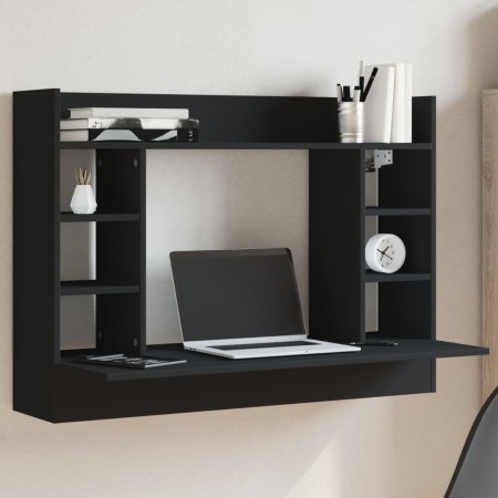 Escritorio de pared madera de ingeniería negro 105x48x75 cm de , Escritorios - Ref: Foro24-847969, Precio: 70,87 €, Descuento: %