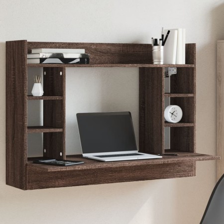 Escritorio de pared madera ingeniería marrón roble 105x48x75 cm de , Escritorios - Ref: Foro24-847974, Precio: 70,87 €, Descu...