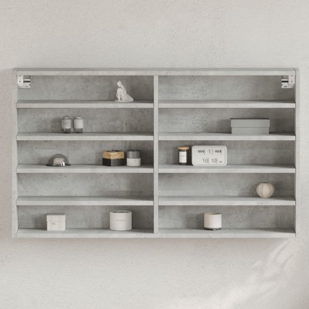 Vitrina de madera de ingeniería gris hormigón 100x15x58 cm de , Estantes y estanterías - Ref: Foro24-847929, Precio: 53,88 €,...