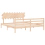 Double bed frame with solid wood headboard by vidaXL, Beds and slatted bases - Ref: Foro24-3195301, Price: 154,63 €, Discount: %