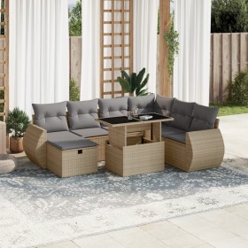 Garden sofa set with 8 pieces of synthetic beige rattan and cushions. by , Garden sets - Ref: Foro24-3275159, Price: 615,51 €...