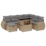 Garden sofa set with 8 pieces of synthetic beige rattan and cushions. by , Garden sets - Ref: Foro24-3275159, Price: 622,40 €...