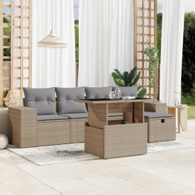 Garden sofa set with 6-piece synthetic rattan beige cushions by , Garden sets - Ref: Foro24-3275289, Price: 471,07 €, Discoun...