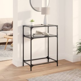 Console table with black glass surface and steel frame 60x35x81 cm by , console tables - Ref: Foro24-846023, Price: 58,99 €, ...