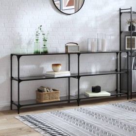 Console table with black glass surface and steel frame 194.5x30x81cm by , console tables - Ref: Foro24-846035, Price: 133,44 ...