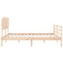 Double bed frame with solid wood headboard by vidaXL, Beds and slatted bases - Ref: Foro24-3195301, Price: 154,63 €, Discount: %