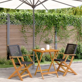 3-piece PE rattan and solid black wood bistro set by , Garden sets - Ref: Foro24-3281802, Price: 179,03 €, Discount: %