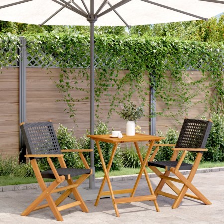 3-piece PE rattan and solid black wood bistro set by , Garden sets - Ref: Foro24-3281802, Price: 178,99 €, Discount: %