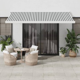 Retractable awning in aluminum and anthracite gray and white fabric 4.5x3 m by , Awnings - Ref: Foro24-3216126, Price: 407,48...