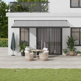 Toldo retráctil aluminio y tela gris antracita y blanco 5x3 m de , Toldos - Ref: Foro24-3216132, Precio: 626,99 €, Descuento: %