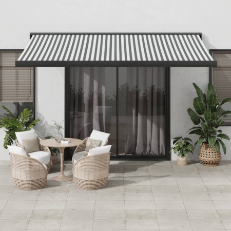 Toldo retráctil aluminio y tela gris antracita y blanco 4x3 m de , Toldos - Ref: Foro24-3216130, Precio: 491,53 €, Descuento: %