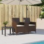 2-seater garden sofa with table and brown PE rattan cushions by , Outdoor sofas - Ref: Foro24-4003885, Price: 139,86 €, Disco...