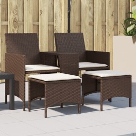 2-seater garden sofa with table and brown PE rattan stools by , Outdoor sofas - Ref: Foro24-4003891, Price: 187,77 €, Discoun...