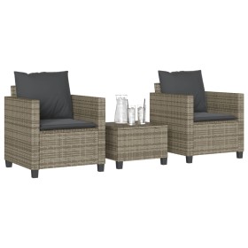 Garden chairs and table with cushions 3 pieces gray PE rattan by , Garden sets - Ref: Foro24-4003898, Price: 233,99 €, Discou...