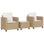 Garden set 3 pieces synthetic rattan chairs and table with beige cushion by , Garden sets - Ref: Foro24-4003900, Price: 233,8...