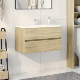 Engineered wood Sonoma oak vanity cabinet 80x38.5x45 cm by , Bathroom furniture - Ref: Foro24-849637, Price: 63,45 €, Discoun...