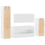 4-piece bathroom furniture set made of glossy white plywood by , Bathroom furniture - Ref: Foro24-3308525, Price: 182,24 €, D...