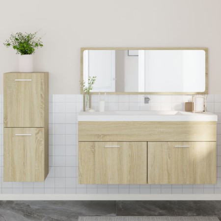 3-piece bathroom furniture set made of Sonoma oak plywood. by , Bathroom furniture - Ref: Foro24-3308533, Price: 101,20 €, Di...