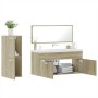 3-piece bathroom furniture set made of Sonoma oak plywood. by , Bathroom furniture - Ref: Foro24-3308533, Price: 101,20 €, Di...