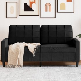 Black velvet 2-seater sofa, 140 cm by , Sofas - Ref: Foro24-4007629, Price: 284,16 €, Discount: %