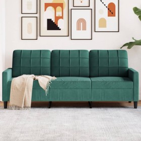 Dark green velvet 3-seater sofa, 180 cm by , Sofas - Ref: Foro24-4007636, Price: 264,60 €, Discount: %