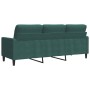 Dreisitzer-Sofa aus dunkelgrünem Samt, 180 cm von , Sofas - Ref: Foro24-4007636, Preis: 291,16 €, Rabatt: %