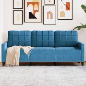 Dreisitzer-Sofa aus blauem Samt, 180 cm von , Sofas - Ref: Foro24-4007643, Preis: 275,44 €, Rabatt: %