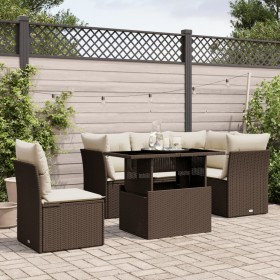 Set aus 6-teiligen Gartensofas und Kissen aus braunem Kunst-Rattan. von , Gartensets - Ref: Foro24-3266593, Preis: 444,75 €, ...