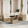 Set of 7-piece garden sofas and beige synthetic rattan cushions by , Garden sets - Ref: Foro24-3266598, Price: 582,86 €, Disc...