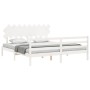 Double bed frame with white solid wood headboard by vidaXL, Beds and slatted bases - Ref: Foro24-3195302, Price: 152,99 €, Di...