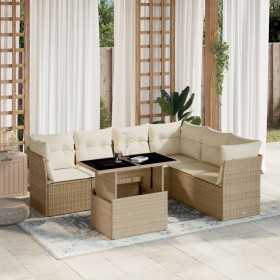 Set of 7-piece garden sofas and beige synthetic rattan cushions by , Garden sets - Ref: Foro24-3266608, Price: 587,79 €, Disc...