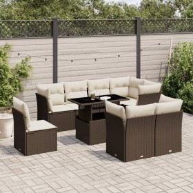 Gartensofagarnitur 9-teilig mit braunen Kissen aus synthetischem Rattan. von , Gartensets - Ref: Foro24-3266733, Preis: 658,9...