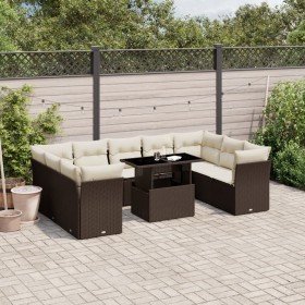 Gartensofa-Set, 10-teilig, mit braunen Kissen aus synthetischem Rattan von , Gartensets - Ref: Foro24-3266823, Preis: 705,14 ...