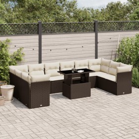 Gartensofagarnitur 11-teilig mit Kissen aus braunem Kunststoffrattan von , Gartensets - Ref: Foro24-3266863, Preis: 792,90 €,...