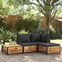 Gartenhocker mit Akazienholz-Kissen 68x68x30 cm. von , Modulare Sofas für den Außenbereich - Ref: Foro24-367640, Preis: 108,9...