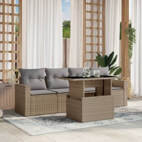 Gartensofa-Set mit 5-teiligen Kissen aus synthetischem Rattan in Beige. von , Gartensets - Ref: Foro24-3267099, Preis: 371,19...